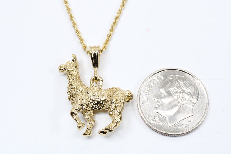 Larger Gold Alpaca Necklace for Her with 14kt Gold Vermeil Alpaca