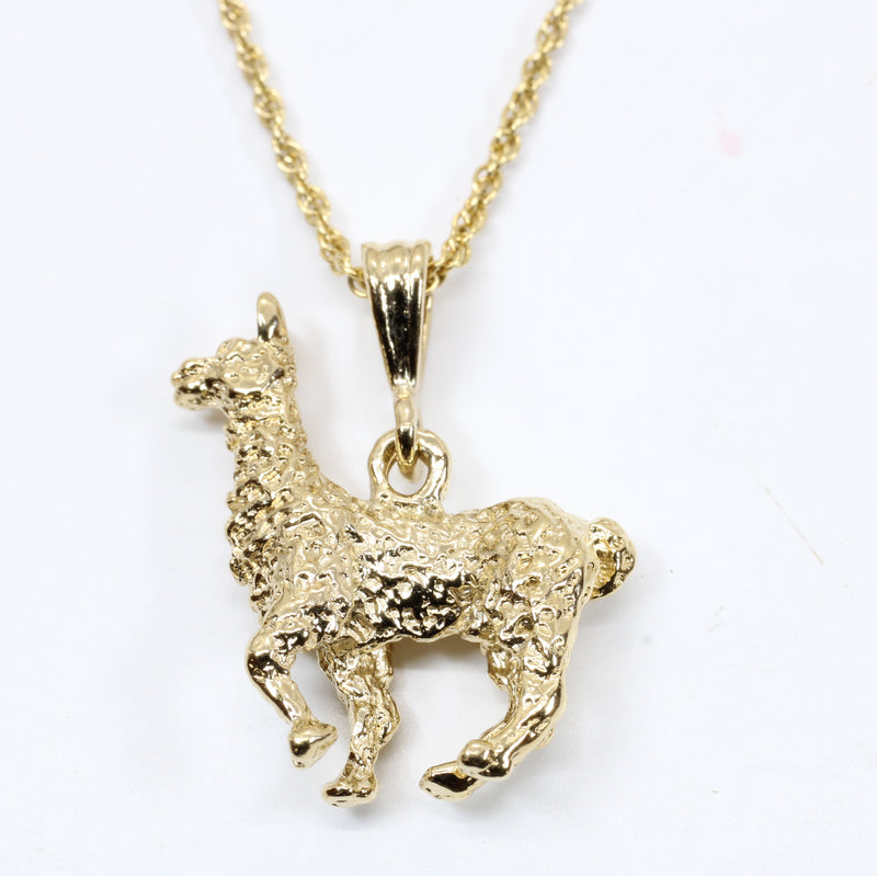 Larger Gold Llama Necklace for her with 14kt Gold Vermeil Llama