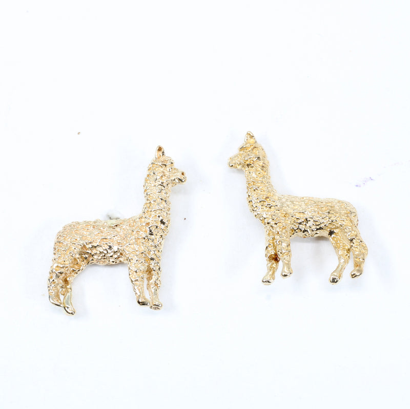 Alpaca Stud Post Earrings made in solid 14kt Gold For Her
