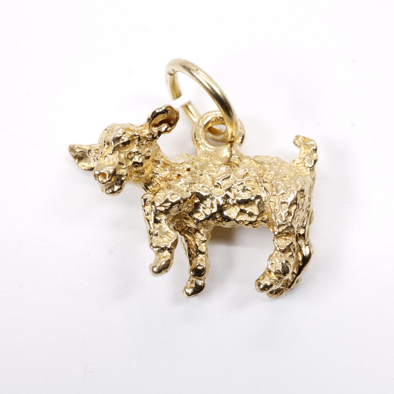 Gold Baby Goat Charm with a 3-D Solid 14kt Gold Playful Goat