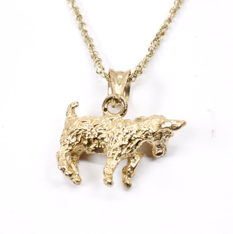 Small Gold Pygmy Goat Necklace with a 3-D Solid 14kt Gold Goat