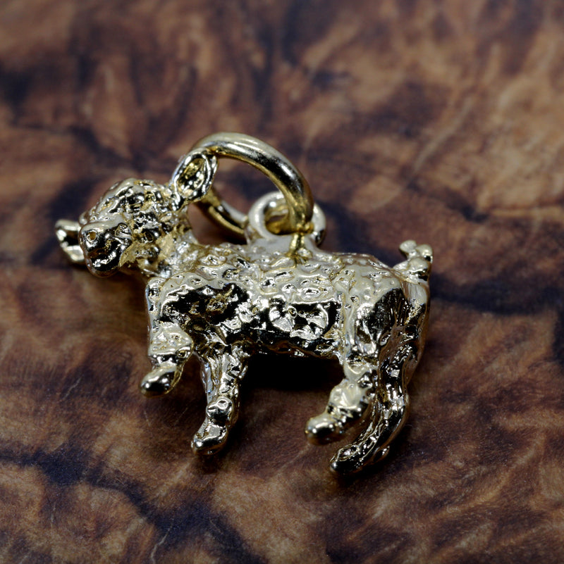 Gold Baby Goat Charm with a 3-D 14kt Gold Vermeil Playful Goat