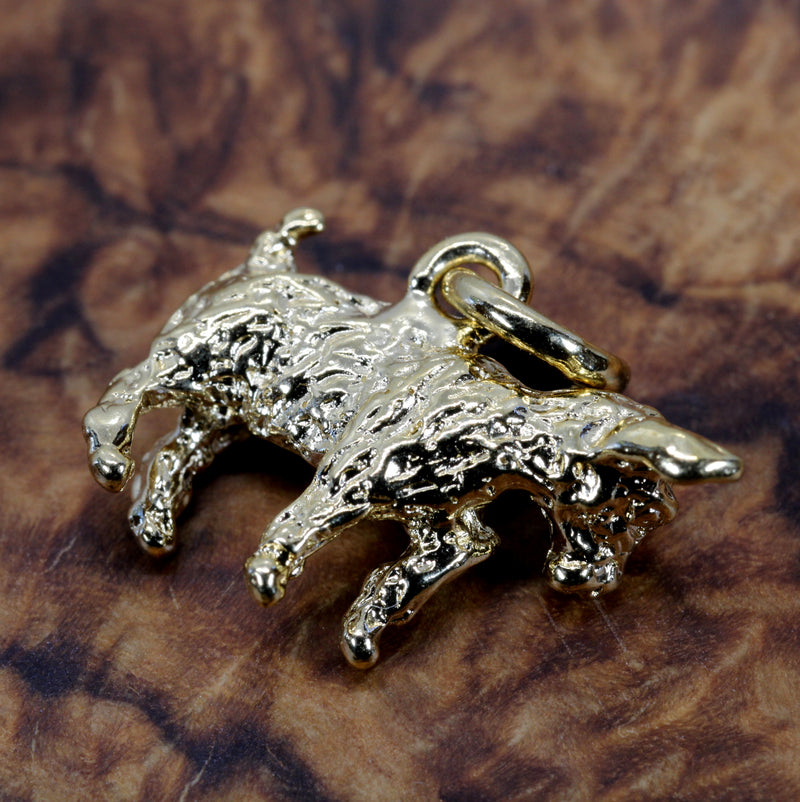 Gold Baby Goat Charm with a 3-D 14kt Gold Vermeil Playful Goat