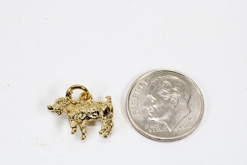 Gold Baby Goat Charm with a 3-D 14kt Gold Vermeil Playful Goat