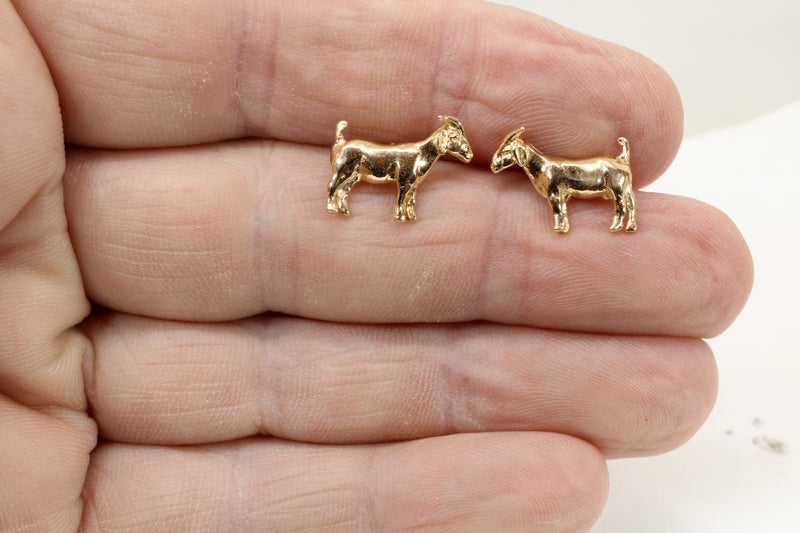 14kt Solid Gold Boer Goat Stud Earrings for her