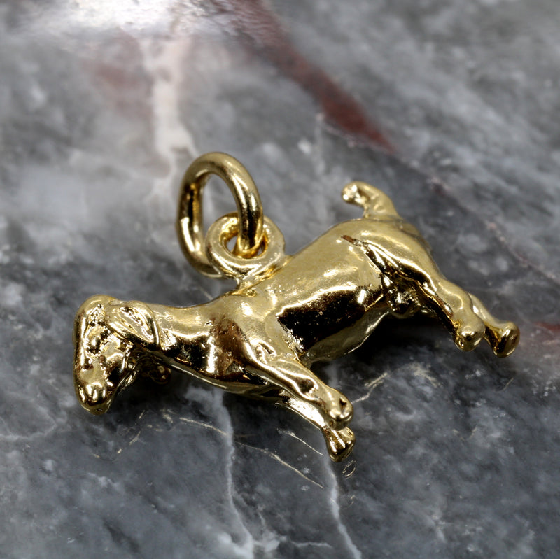 Gold Boer Goat Without Horns Charm made in 14kt Gold Vermeil
