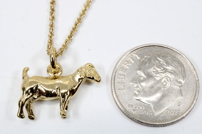 Gold Boer Goat Without Horns Necklace made in 14kt Gold Vermeil
