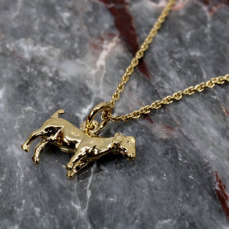 Gold Boer Goat Without Horns Necklace made in 14kt Gold Vermeil