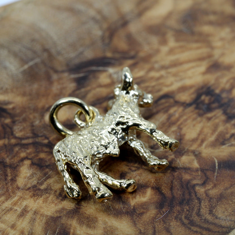 Gold Calf Charm made in 14kt yellow gold vermeil with 3D Calf