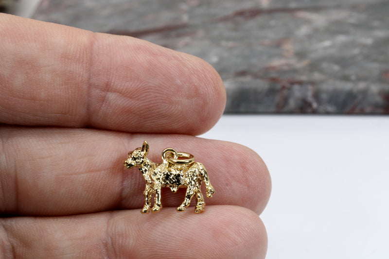 Gold Calf Charm made in 14kt yellow gold vermeil with 3D Calf