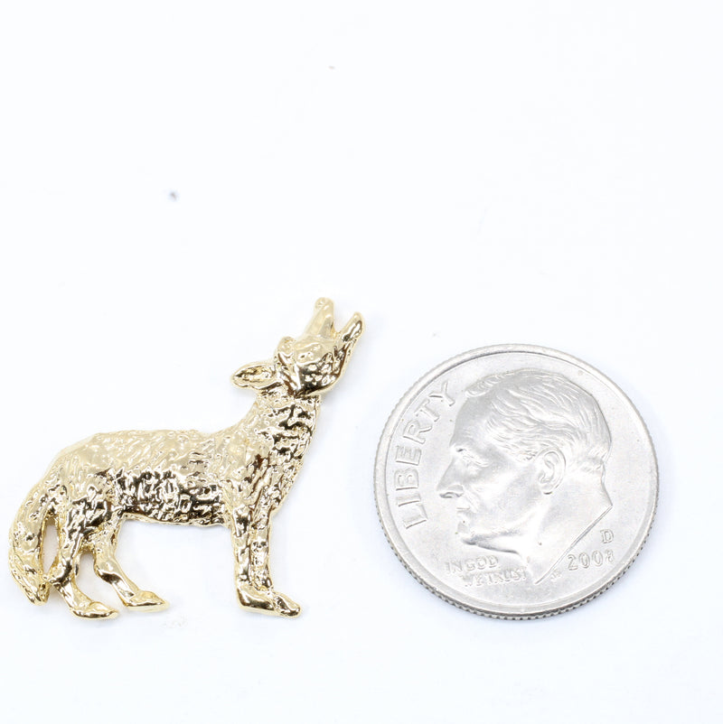 Mens Gold Coyote Tie Tack or pin with 14kt gold vermeil Howling Coyote