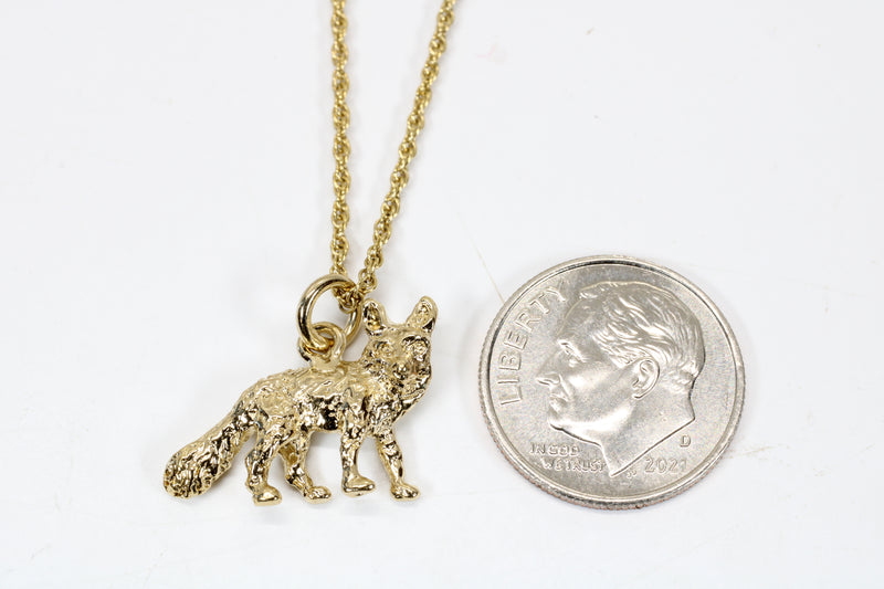 Gold Fox Necklace with 14kt gold vermeil 3D Fox