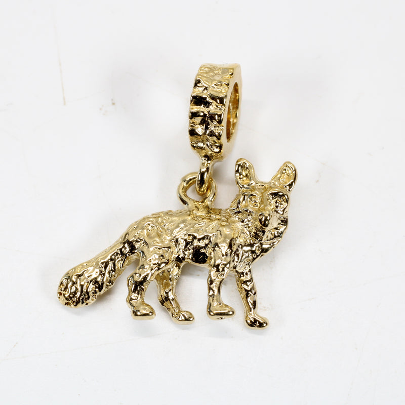 Gold Fox Slide Charm with 14kt Gold Vermeil charm for slide bracelet