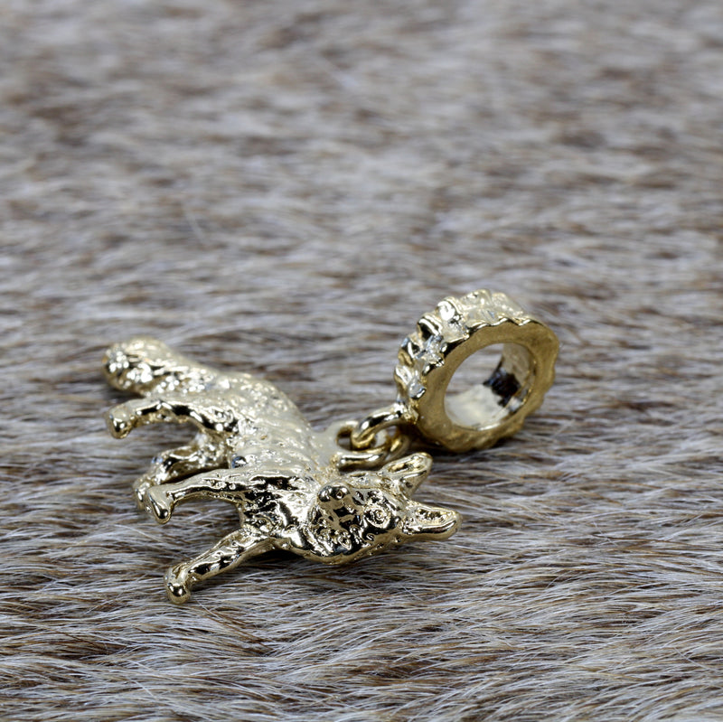 Gold Fox Slide Charm with 14kt Gold Vermeil charm for slide bracelet