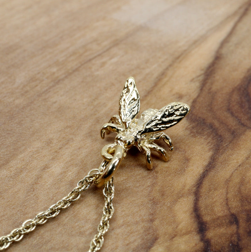 Honey Bee Necklace for Beekeeper made in 14kt gold Vermeil