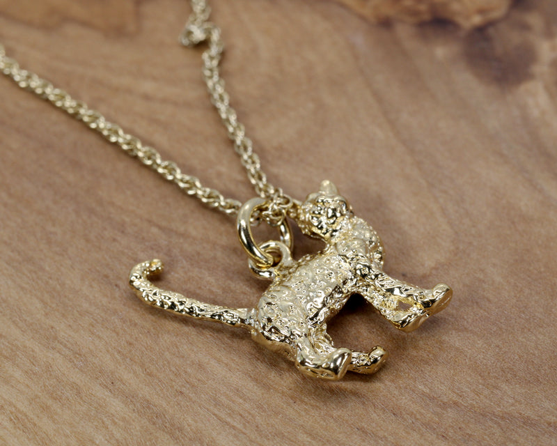 Gold Cat Necklace with 14kt gold vermeil 3D House Cat