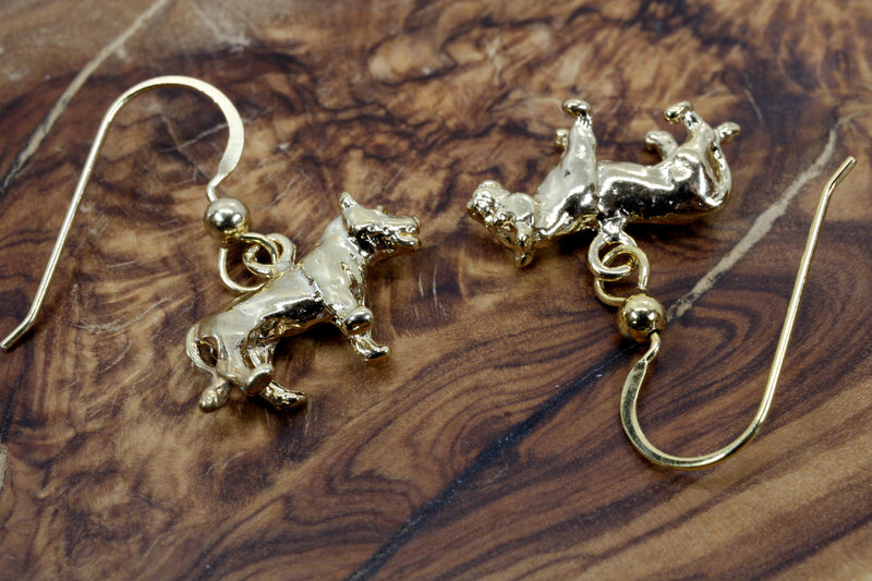 Gold Lioness Earrings for her in 14kt Gold Vermeil