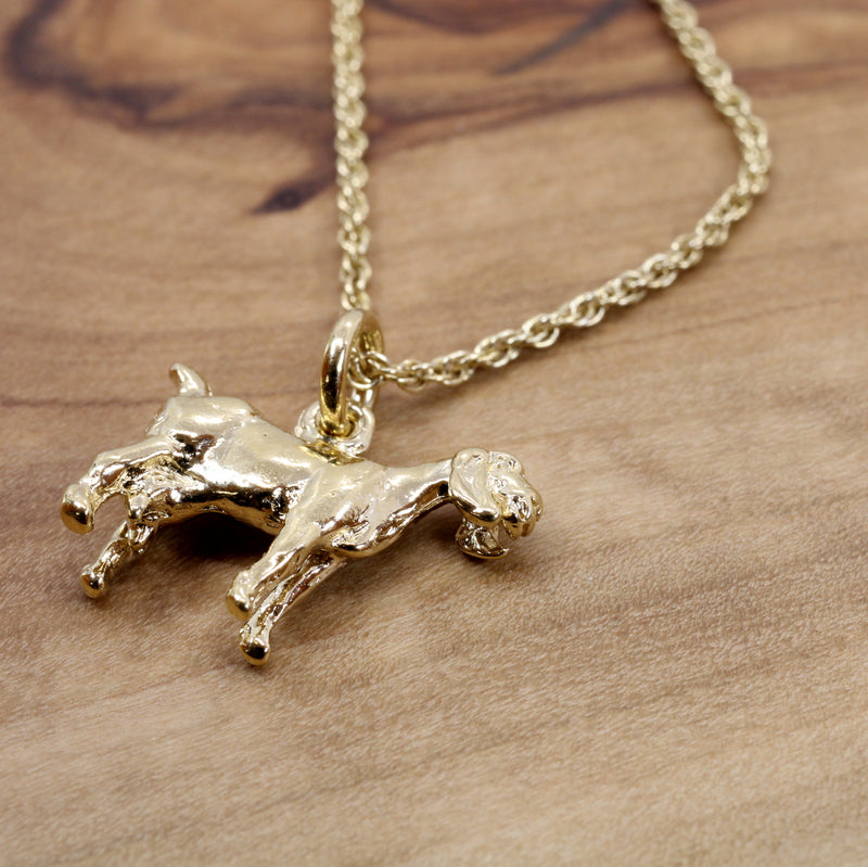 Gold Nubian Dairy Goat Necklace with 14kt gold vermeil 3D Goat