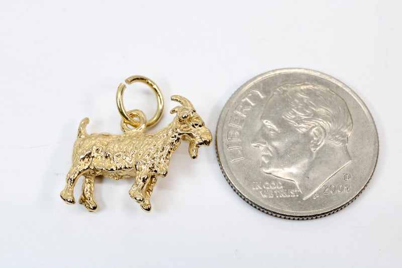 Small Gold Pygmy Goat Charm in four Styles with a Solid 14kt Gold Goat