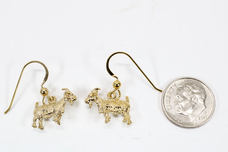Small Gold Pygmy Goat Earrings in four Styles with a 14kt Gold Vermeil Goat