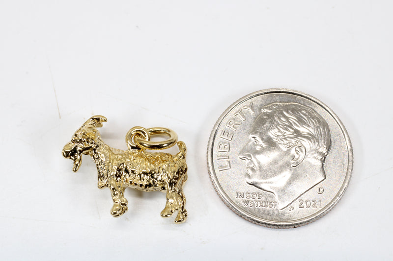 Small Gold Pygmy Goat Charm in four Styles with a 14kt Gold Vermeil Goat