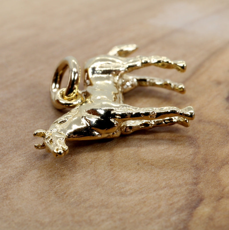 Gold Horse Charm with 3-D Quarter Horse in 14kt Gold Vermeil