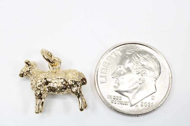 Gold Sheep Charm made in 14kt Gold Vermeil for Her Bracelet