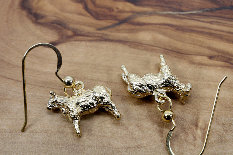 Gold Sheep Dangle Earrings made in 14kt Gold Vermeil