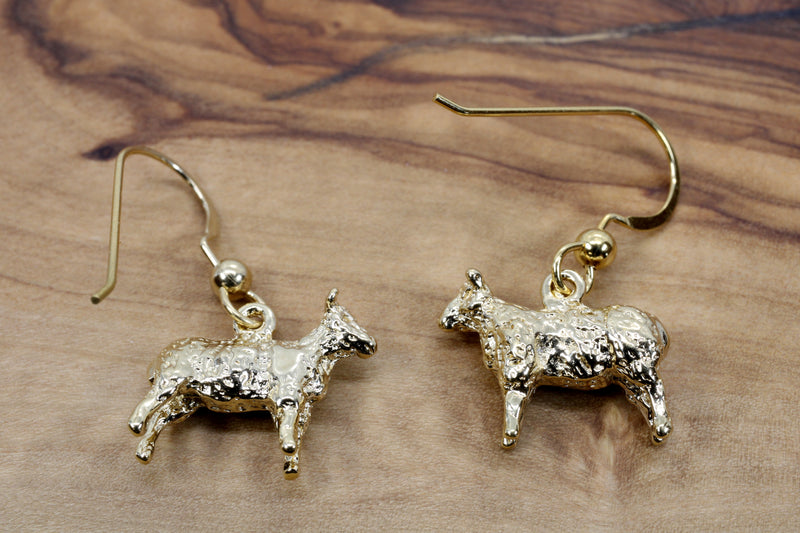 Gold Sheep Dangle Earrings made in 14kt Gold Vermeil