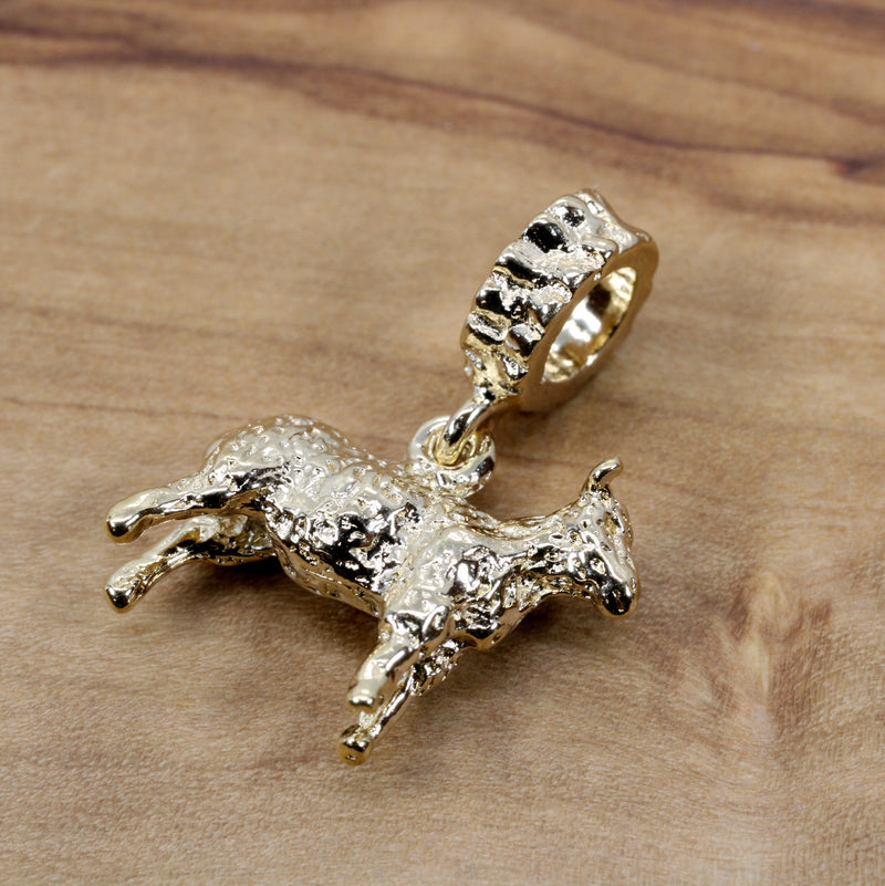 Gold Sheep Slide Charm made in 14kt Gold Vermeil for Slide Bracelet