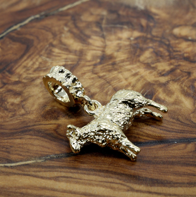Gold Sheep Slide Charm made in 14kt Gold Vermeil for Slide Bracelet