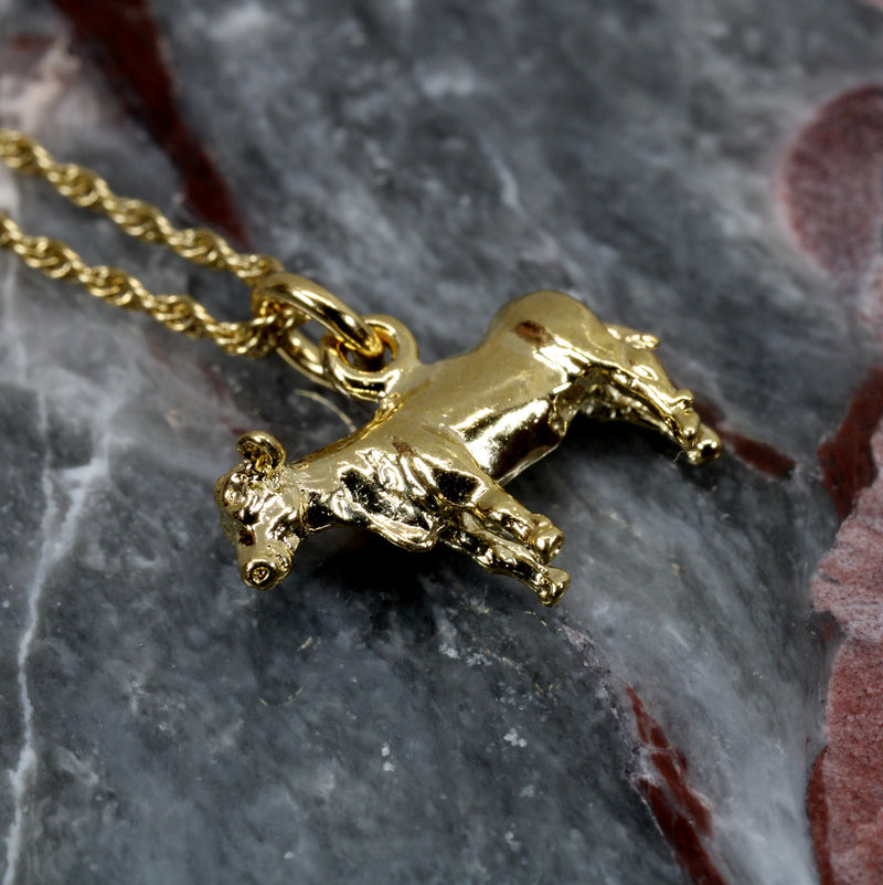 Gold Heifer Necklace for Her in 14kt Gold Vermeil