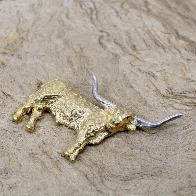 Gold Texas Longhorn Body Tie Tack for him or pin for her