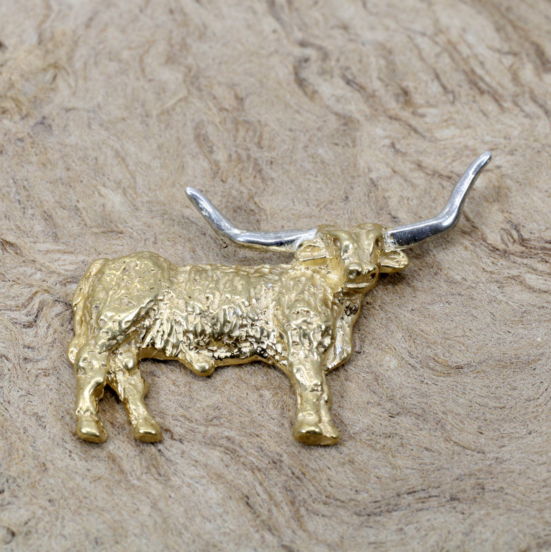 Gold Texas Longhorn Body Tie Tack for him or pin for her