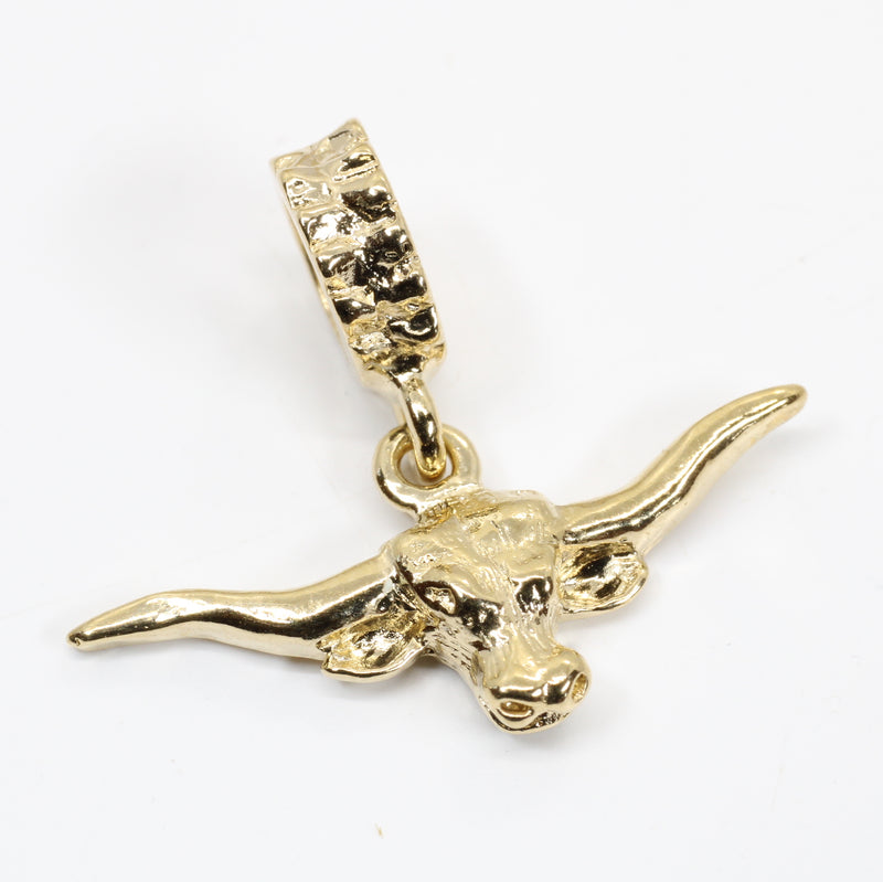 Gold Longhorn Head Slide charm for her bracelet in 14kt Gold Vermeil