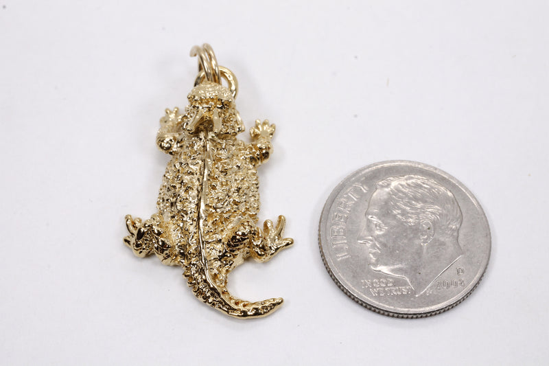 Gold Horned Toad Frog Charm made in 14kt Gold Vermeil