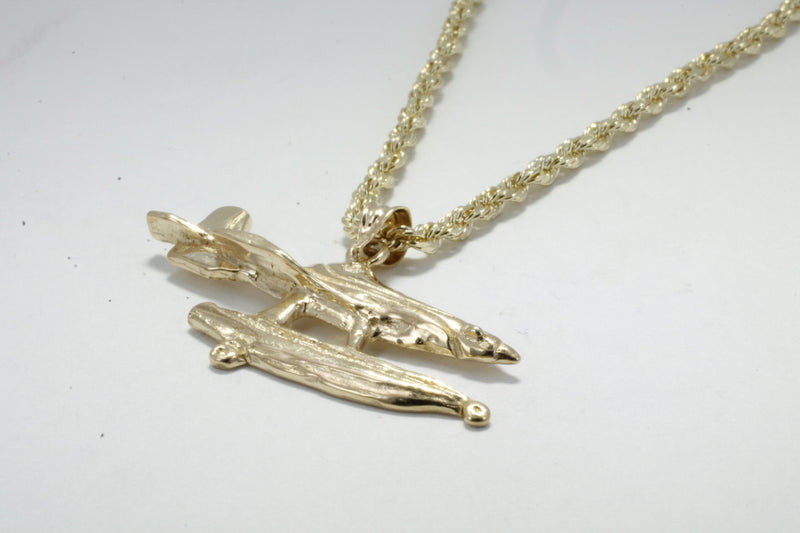 Gold Air Tractor Crop Duster Necklace made in 14kt Gold Vermeil for Her