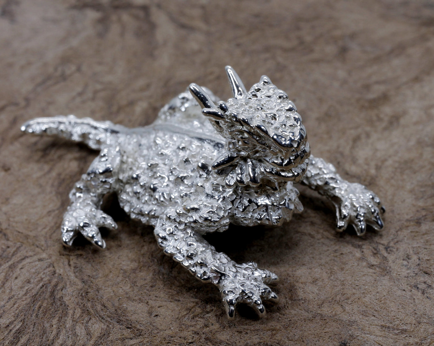Horned Toad Frog Toad Desk Accessory Paperweight in 925 Sterling Silver