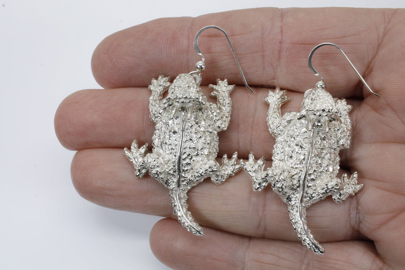 NKlaus pair of gecko earrings silver 925 lizard salamander NKlaus pair of gecko earrings silver 925 lizard salamander
