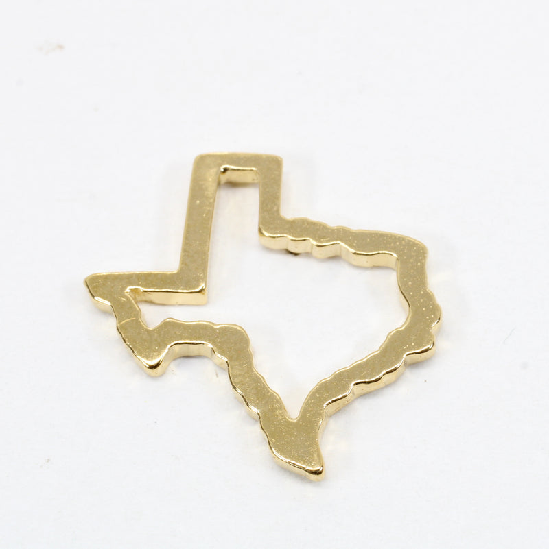 Large Texas Pin or Tie Tack with State of Texas Silhouette Outline 14kt Gold Vermeil