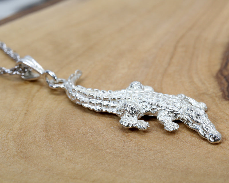 Large Alligator Necklace in real 925 sterling silver gift for her