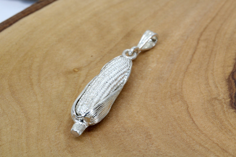 Larger Silver Corn Necklace with silver cob on 18"  chain