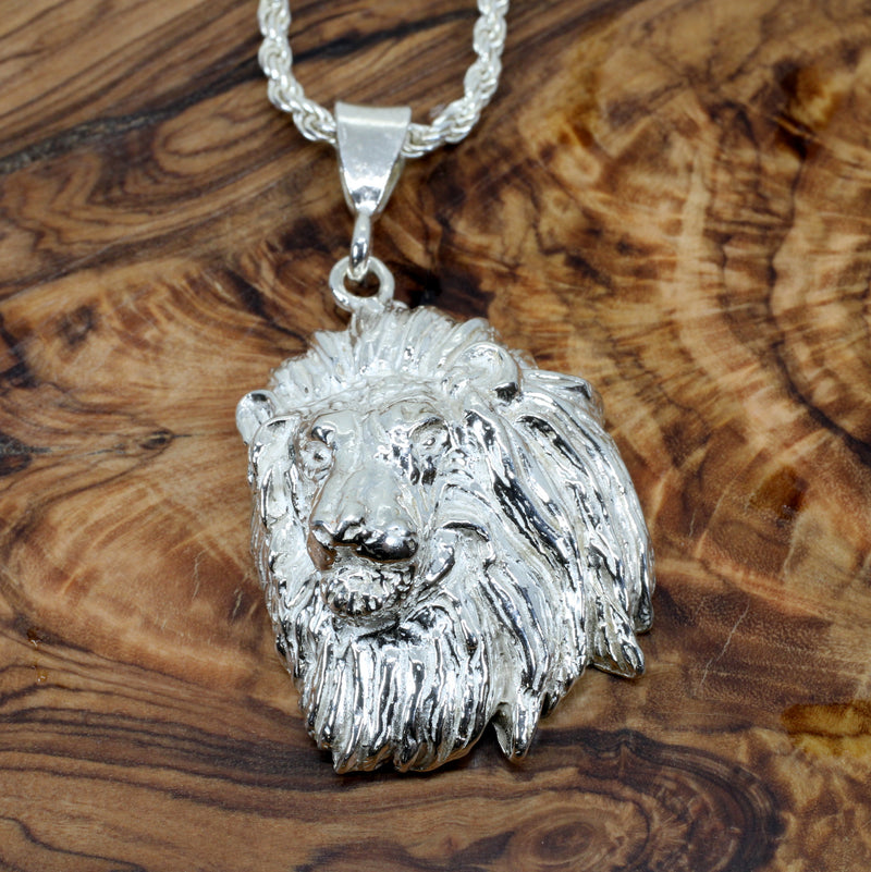 Extra-Large Lion Head Necklace in 925 sterling silver for him or her