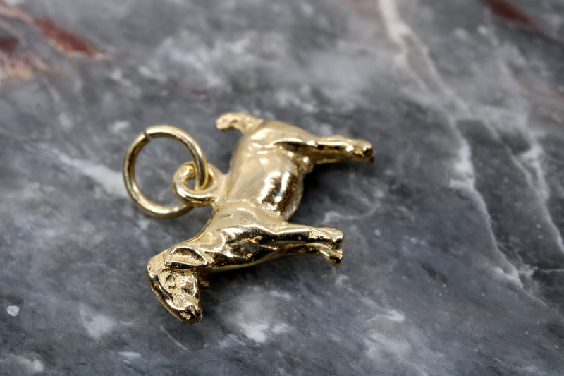 Gold Goat Without Horns Charm with a Solid 14kt Yellow Gold 3-D Boer Goat