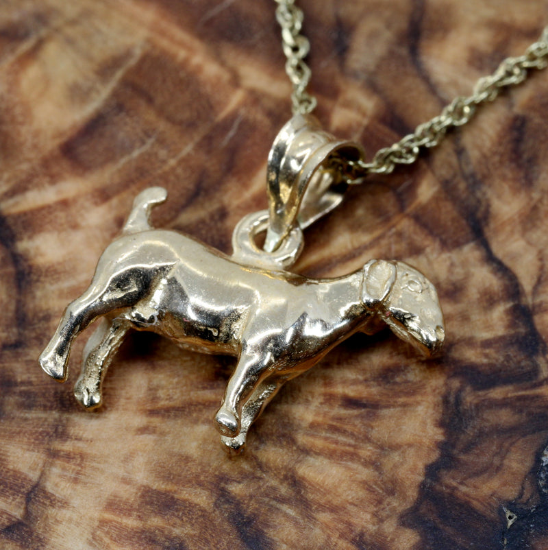 Gold Goat Without Horns Necklace with a Solid 14kt Yellow Gold 3-D Boer Goat