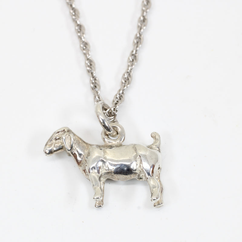 Silver Goat without horns Necklace with solid 925 Sterling Silver Boer Goat