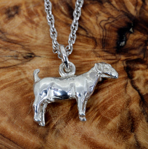 Silver Goat without horns Necklace with solid 925 Sterling Silver Boer Goat