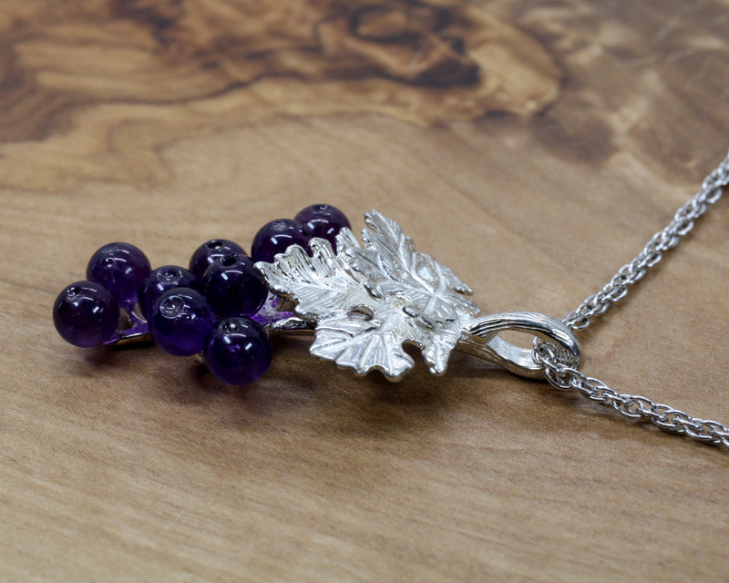 Medium Amethyst Grape Cluster Necklace made in Sterling Silver