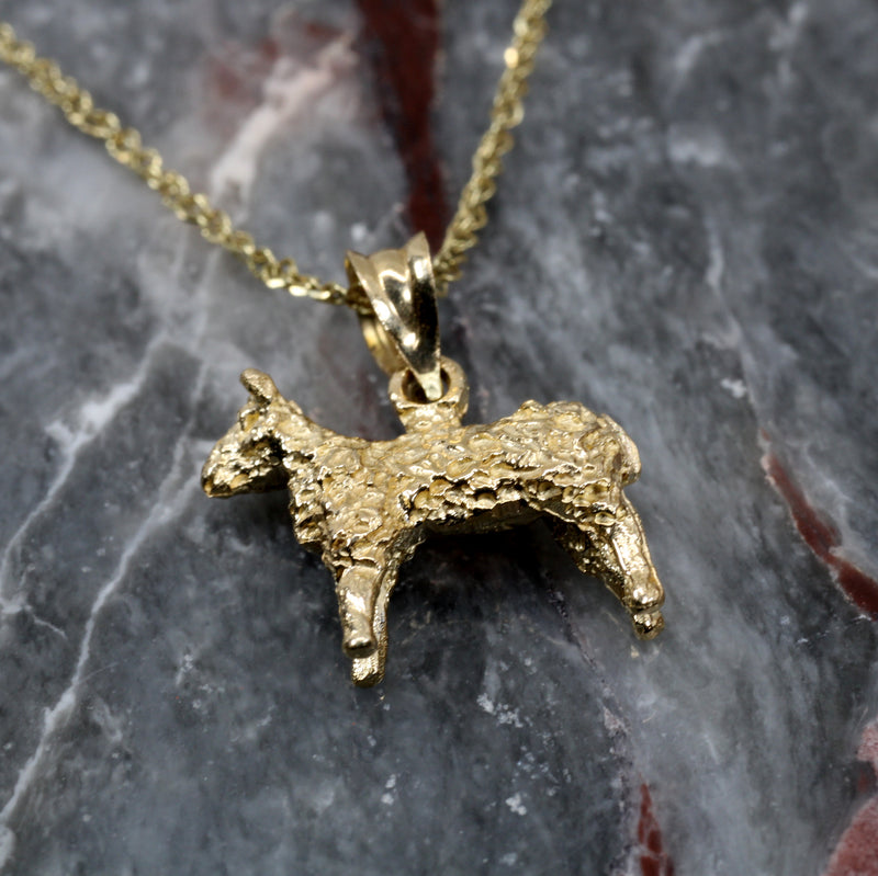 Gold Sheep Necklace made in Solid 14kt Gold