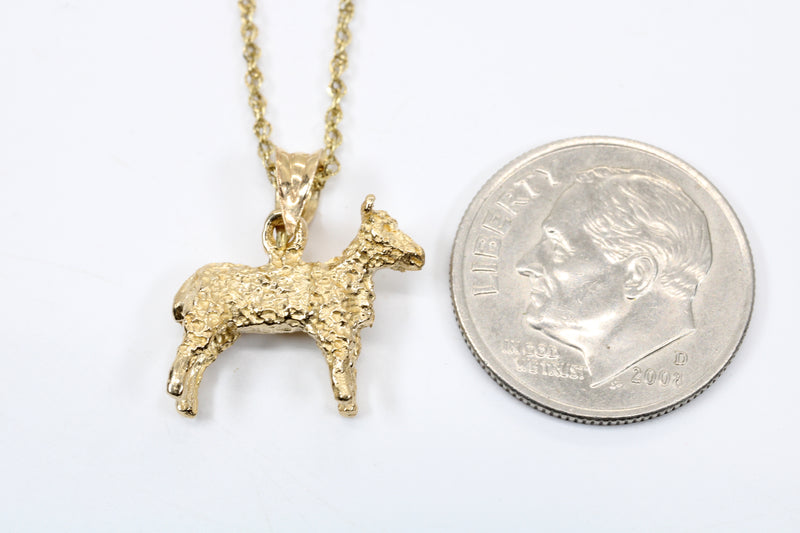 Gold Sheep Necklace made in Solid 14kt Gold